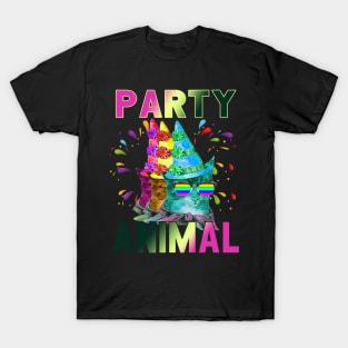 Party Cat - Party Animal Colorful Graphic T-Shirt